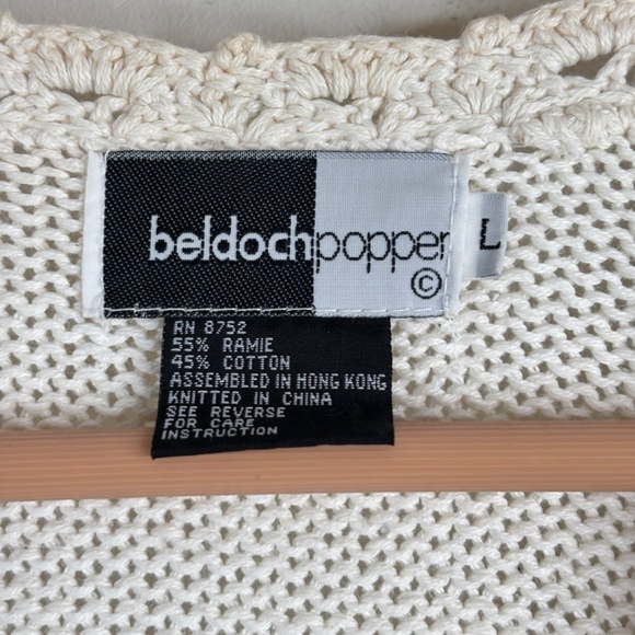 VTG 90s Granny Cardigan L Embroidered Floral Bobble Cottage Granny Chunky Ivory - Picture 6 of 10